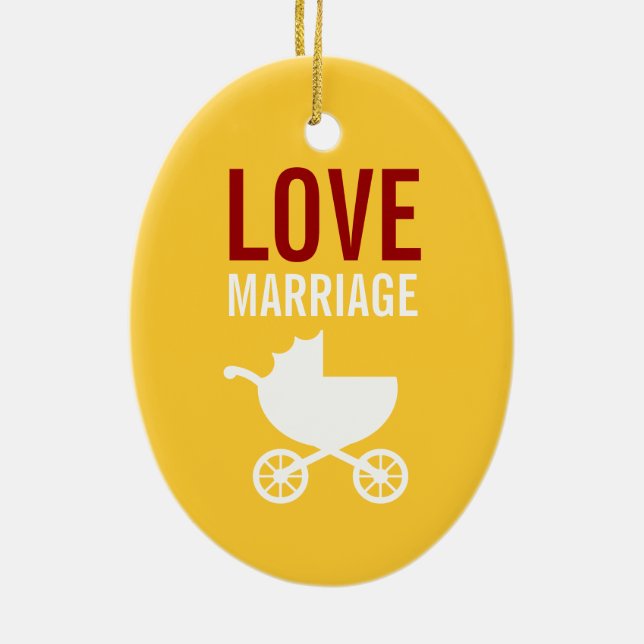 Sonogram-Verzierung - Liebe-Heirat-Kinderwagen Keramik Ornament (Hinten)