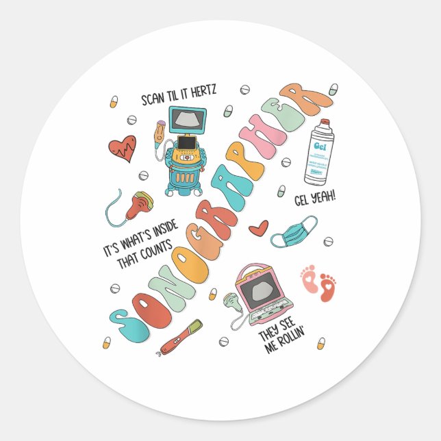 Sonographer School Nurse S Runder Aufkleber (Vorderseite)