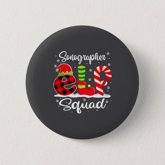 Sonographer-Squad-Weihnachts-Elf-Matching Button (Vorderseite)