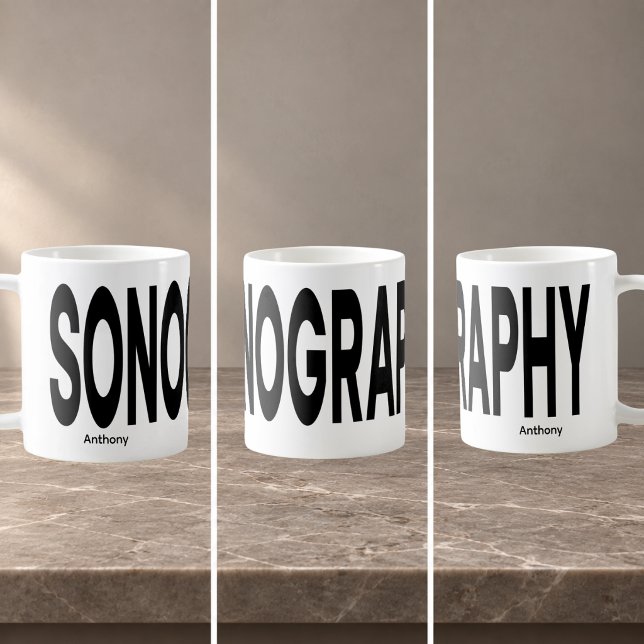 SONOGRAPHIE Umschlagtext Personalisiert Kaffeetasse (Left | Center View | Right)