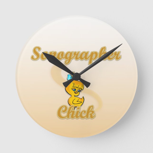 Sonographin Chick Runde Wanduhr (Vorderseite)
