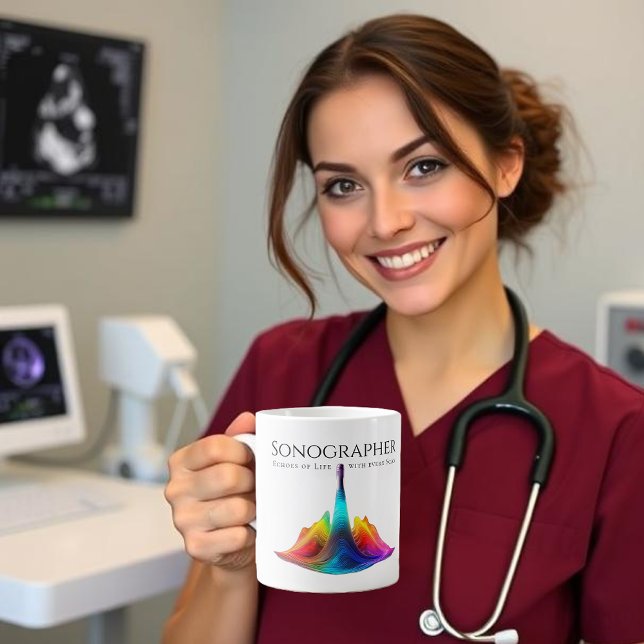 Sonographin-farbige Ultraschallwellen Jumbo-Tasse (Sonographer-Colorful Ultrasound Waves Giant Coffee Mug)