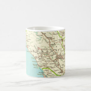 Sonoma CA Vintage-Karten-Tasse Kaffeetasse