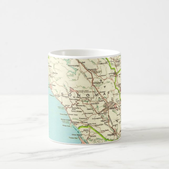 Sonoma CA Vintage-Karten-Tasse Kaffeetasse (Mittel)