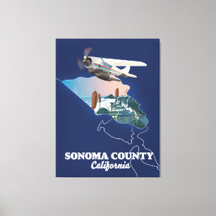 Sonoma County California Karte Leinwanddruck