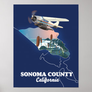 Sonoma County California Karte Poster