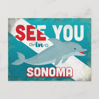 Sonoma Dolphin - Retro Vintage Travel Postkarte