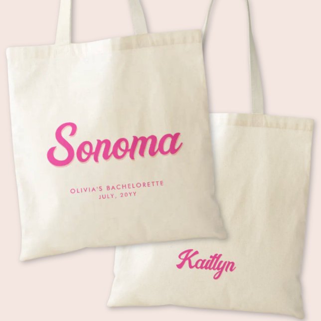 Sonoma Junggeselinnen-Abschied Personalisiert Tote Tragetasche (Sonoma Bachelorette Party Tote Bag)