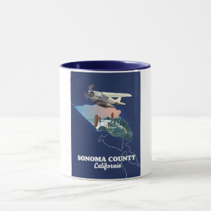 Sonoma Landkreis California Map Tasse