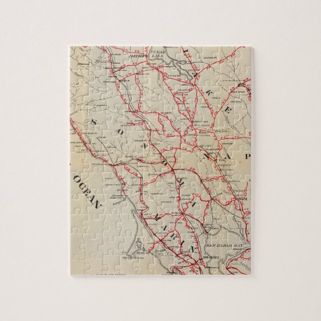 Sonoma, Marin, Lake und Napa-Landkreis Puzzle (Vertikal)