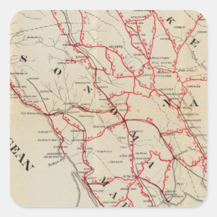 Sonoma, Marin, See und Napa Landkreise Quadratischer Aufkleber