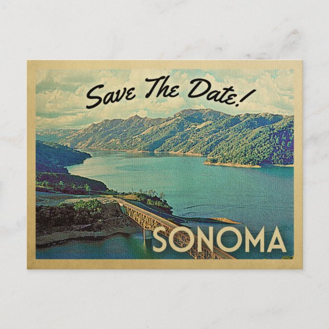 Sonoma Save the Date Vintage Postkarten (Vorderseite)