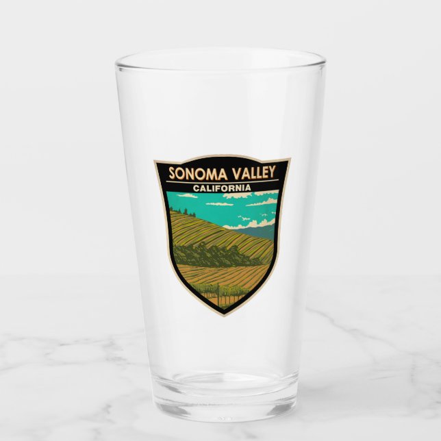Sonoma Valley California Art Vintag Glas (Vorderseite)