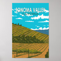 Sonoma Valley California Art Vintag