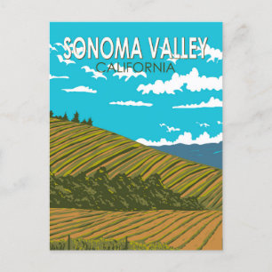 Sonoma Valley California Art Vintag Postkarte
