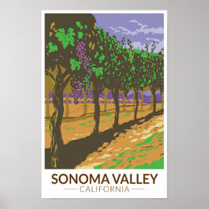 Sonoma Valley California Weinroute Vintag Poster