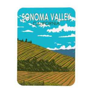 Sonoma Valley Kalifornien Reise Kunst Vintage Magnet