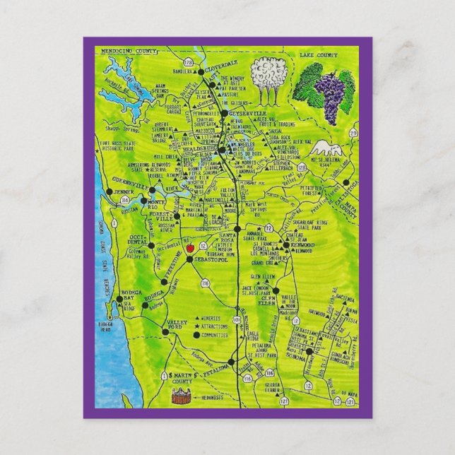 Sonoma Wine country Wineries Postkarte (Vorderseite)