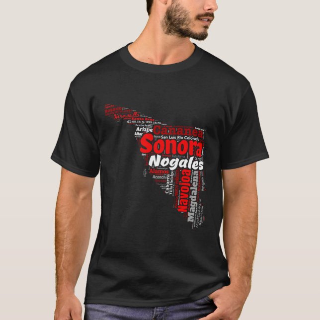 Sonora Mexico Mapa Ciudades Y Municipios Regalo T-Shirt (Vorderseite)