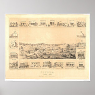 Sonora, panoramische Karte 1854 (1647A) CA - Poster