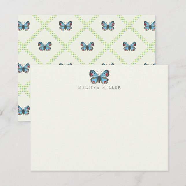 Sonoran Blue Butterfly Flat Note Card Mitteilungskarte (Vorne/Hinten)