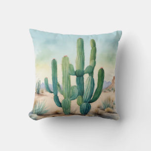 Sonoran Splendor Watercolor Cactus Decorative Kissen