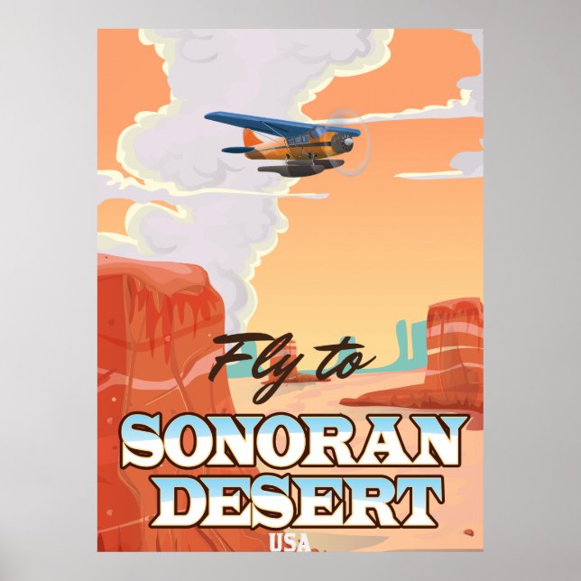 Sonoran Wüste Cartoon Reiseplakat. Poster (Vorne)