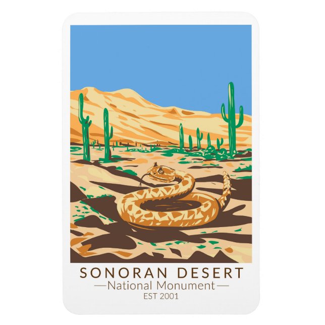 Sonoran Wüste National Monument Rattlesnake Retro Magnet (Vertikal)