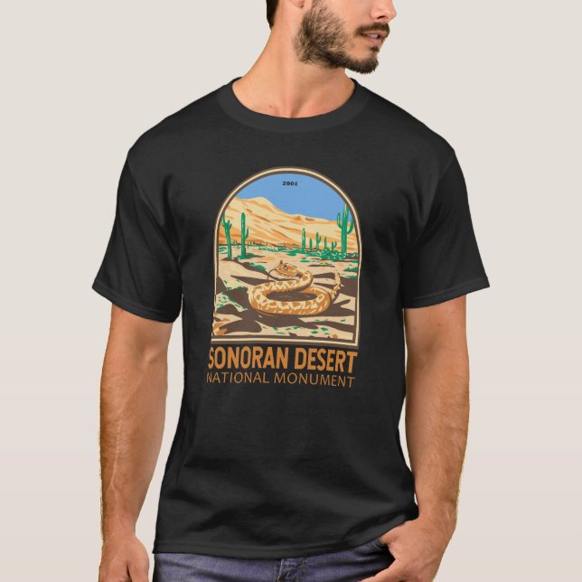 Sonoran Wüste National Monument Rattlesnake Retro T-Shirt (Vorderseite)