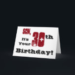 Sons 30. Geburtstag grüßt in schwarz, rot, weiß. Karte<br><div class="desc">Ein weißer Hintergrund mit schwarzem und rotem Text,  auf diesem lustigen,  Geburtstag Gruß für einen Sohn. Meine freundlichen Grüße.</div>