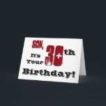 Sons 30. Geburtstag grüßt in schwarz, rot, weiß. Karte<br><div class="desc">Ein weißer Hintergrund mit schwarzem und rotem Text,  auf diesem lustigen,  Geburtstag Gruß für einen Sohn. Meine freundlichen Grüße.</div>