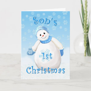 Sons erster Weihnachtsschneemann Feiertagskarte