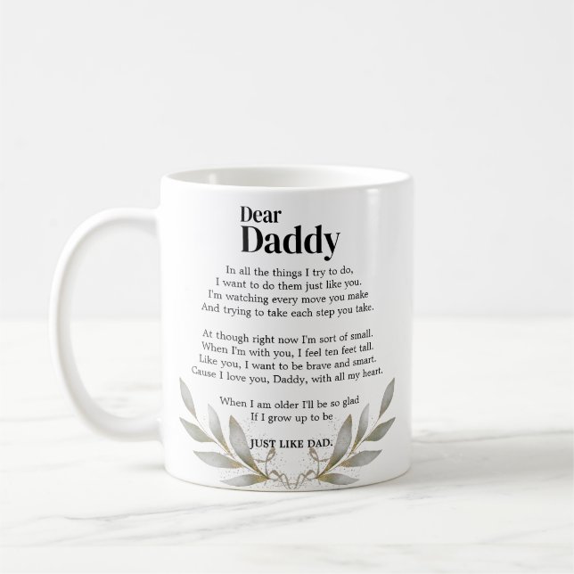 Sons herzliche Nachricht an Daddy Kaffeetasse (Links)