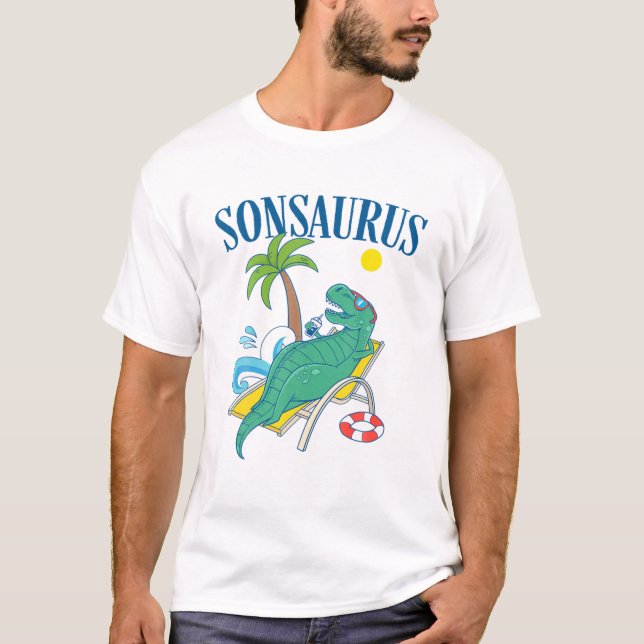 Sonsaurus Dinosaur T Rex Son Saurus Family Vacatio T-Shirt (Vorderseite)