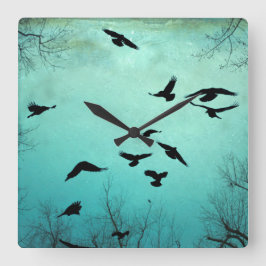 Sonstiges Blau Quadratische Wanduhr