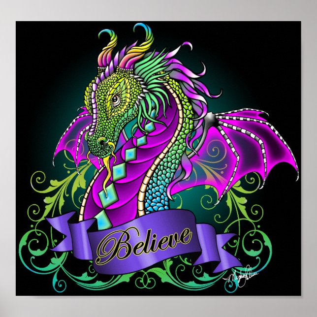 "Sonya" Regenbogen glauben Dragon Art Poster (Vorne)