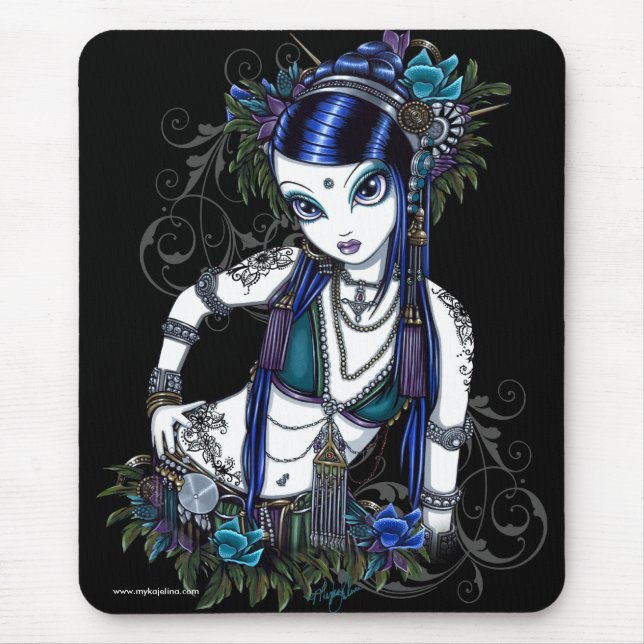"Sonya" Stammes- Fusions-Bauchtänzerin-Blume Mousepad (Vorne)