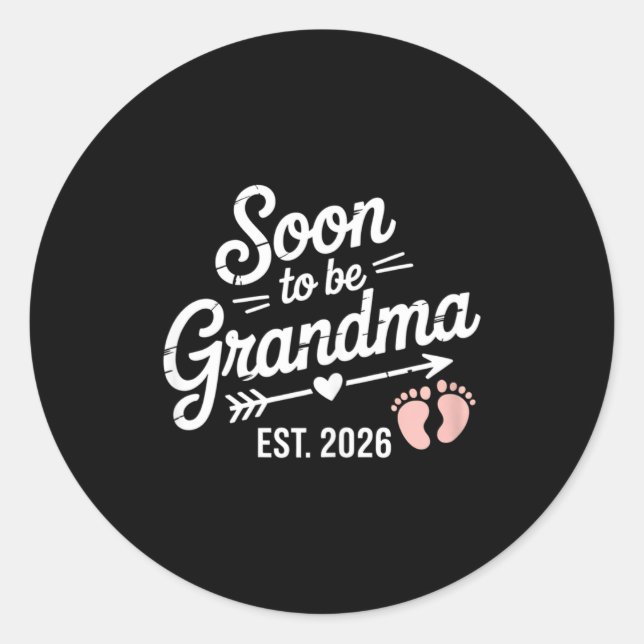 Soon To Be Grandma Pregnancy Announcement Est 2026 Runder Aufkleber (Vorderseite)