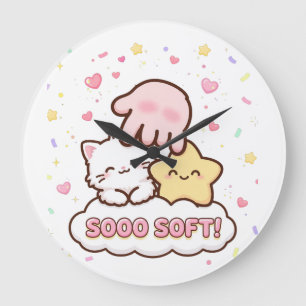SOOO WEICH! Kawaii-Katze-Stern-Kinder-Wanduhr - Sü Große Wanduhr