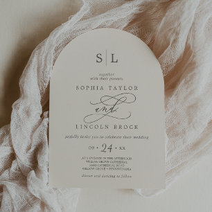 SOPHIA Arch Beige Minimal Chic Feierliche Hochzeit Einladung