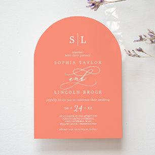 SOPHIA Arch Bright Coral Peach Sunset Wedding Einladung