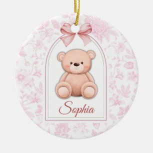 Sophia   Benutzerdefiniertes rosa Teddy-Bär-Kinder Keramik Ornament