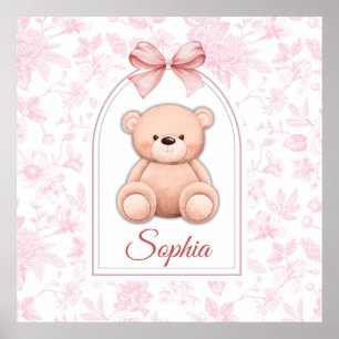 Sophia   Benutzerdefiniertes rosa Teddy-Bär-Kinder Poster