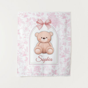 Sophia Benutzerdefiniertes rosa Teddy-Bär-Kinder Wandteppich