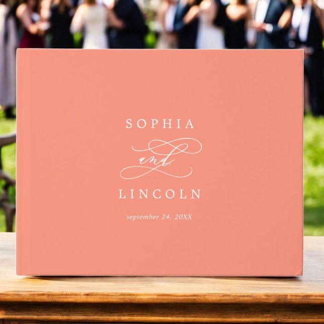 SOPHIA Bright Coral Summer Monogram Wedding Gästebuch (SOPHIA Bright Coral Summer Monogram Wedding Guest Book)