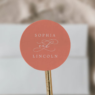 SOPHIA Bright Coral Summer Wedding Umschlag Aufkle Runder Aufkleber