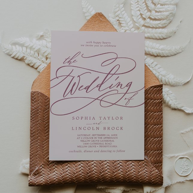 SOPHIA Burgundy Blush Classic Boho Elegante Hochze Einladung (SOPHIA Burgundy Blush Classic Boho Elegant Wedding Invitation)