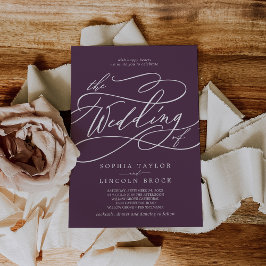 SOPHIA Dark Plum Einfache Lila klassische Hochzeit Einladung