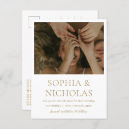 Sophia Gold Moderne Hochzeit retten das Datum Ankündigungspostkarte