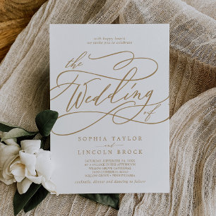 SOPHIA Gold White Moderne Klassische Hochzeit Einladung